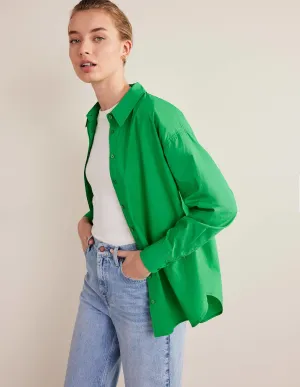 Oversized Cotton Shirt-Green Bee