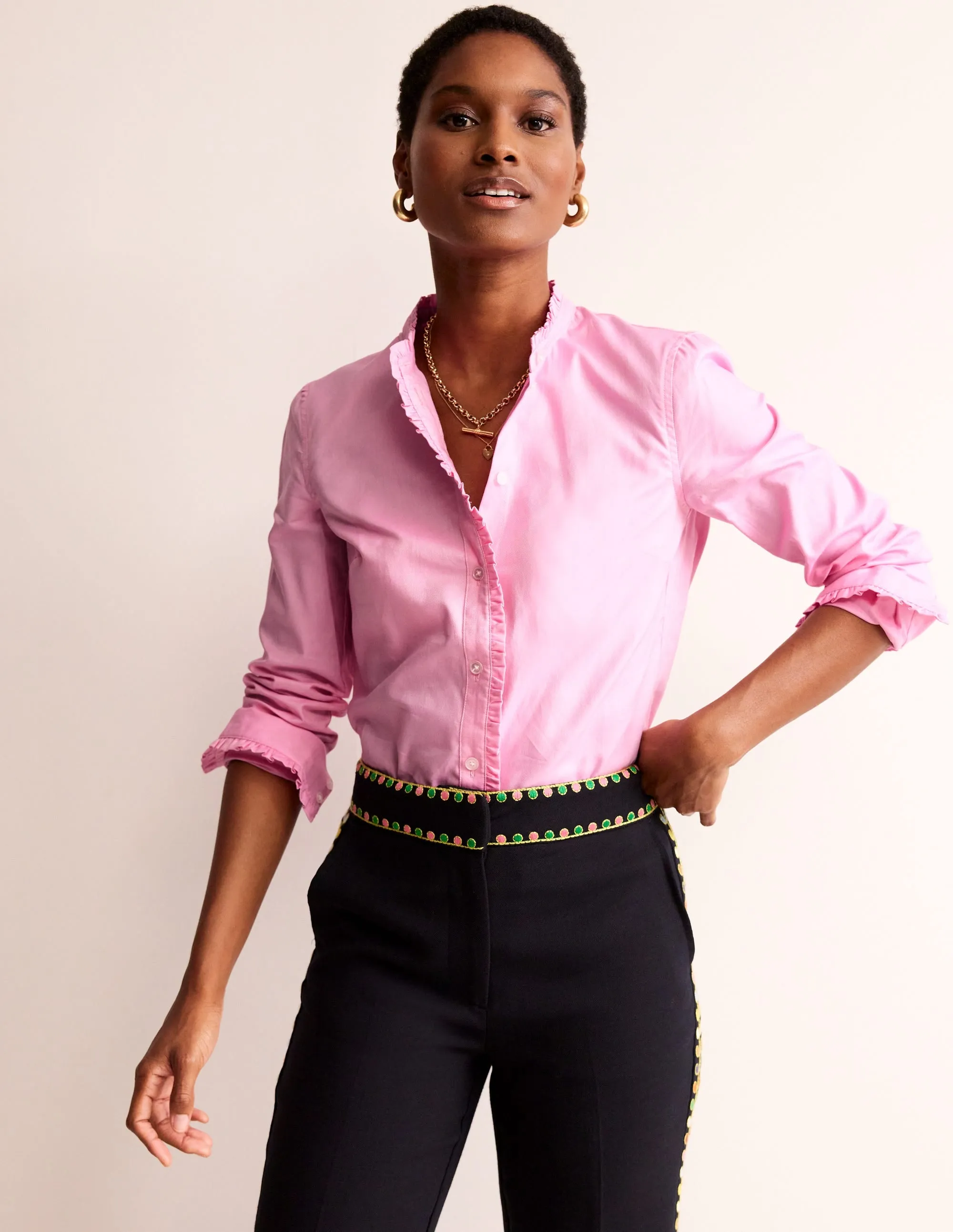 Phoebe Cotton Shirt-Pink Oxford