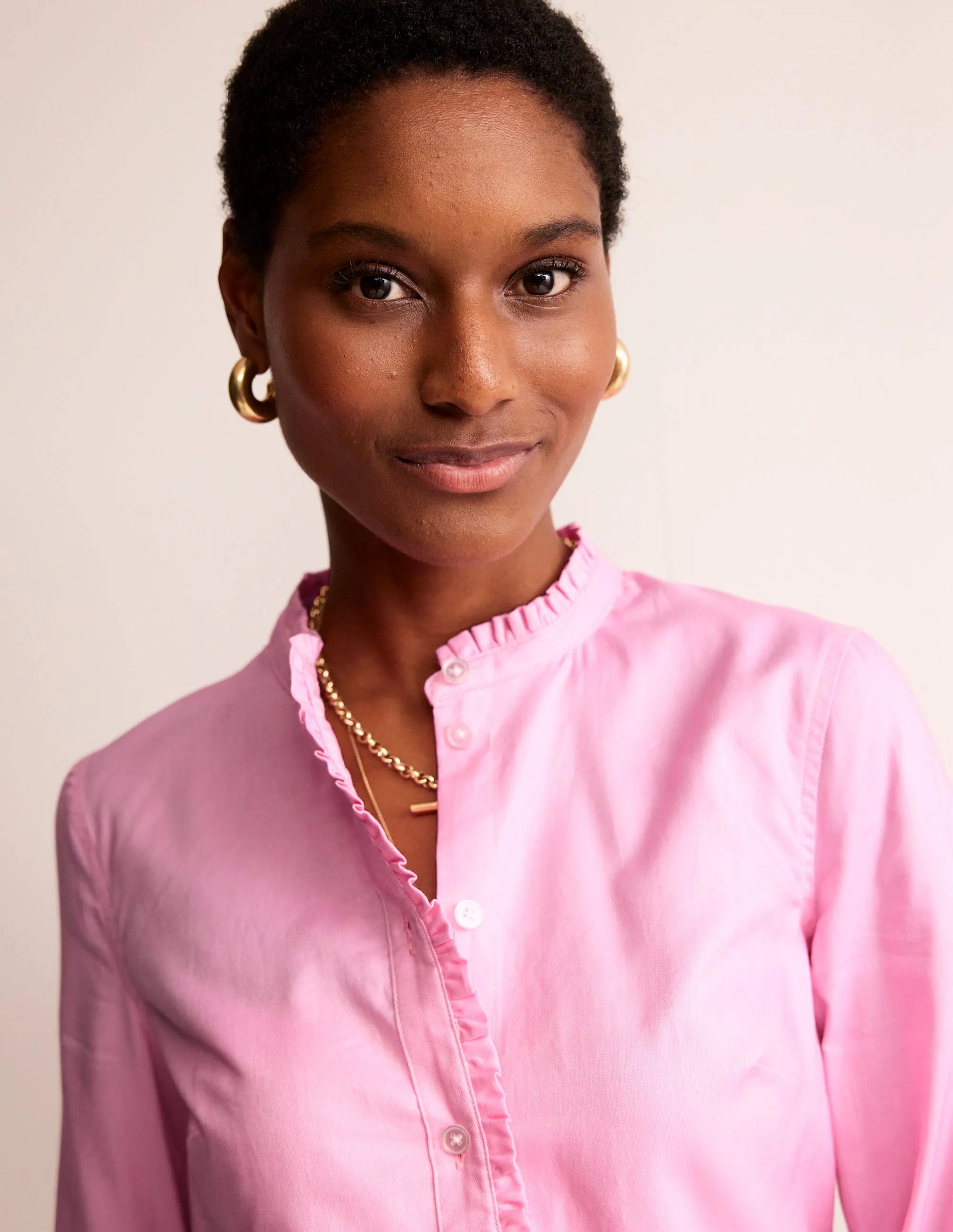 Phoebe Cotton Shirt-Pink Oxford