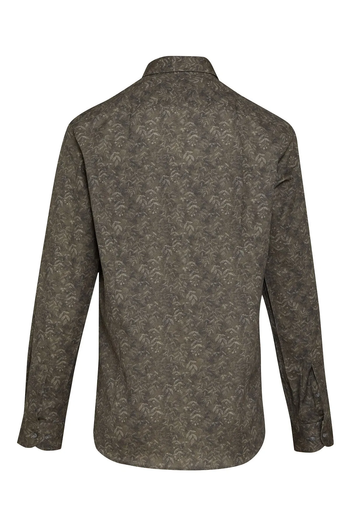 Regular Fit Printed Cotton Khaki Casual Shirt