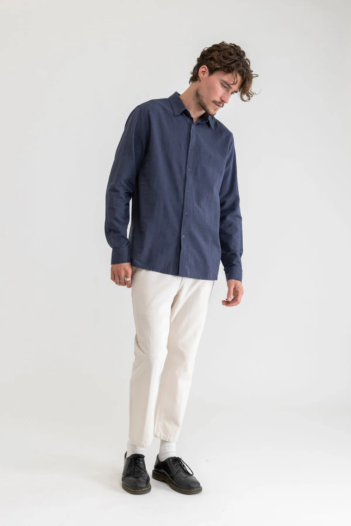 RHYTHM CLASSIC LINEN L/S SHIRT - WORN NAVY