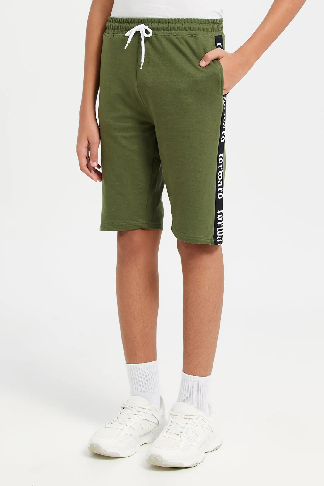 Senior Boys Olive Printed Casual Set (2 Piece)