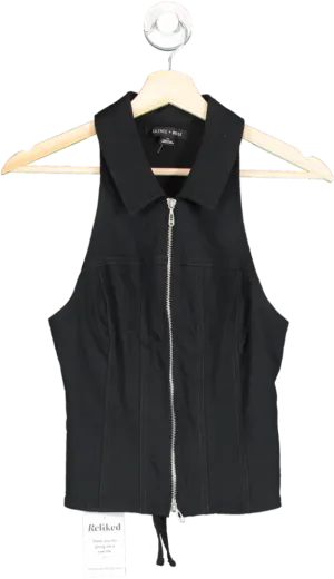 Silence   Noise Black Sleeveless Zip-Up Top S