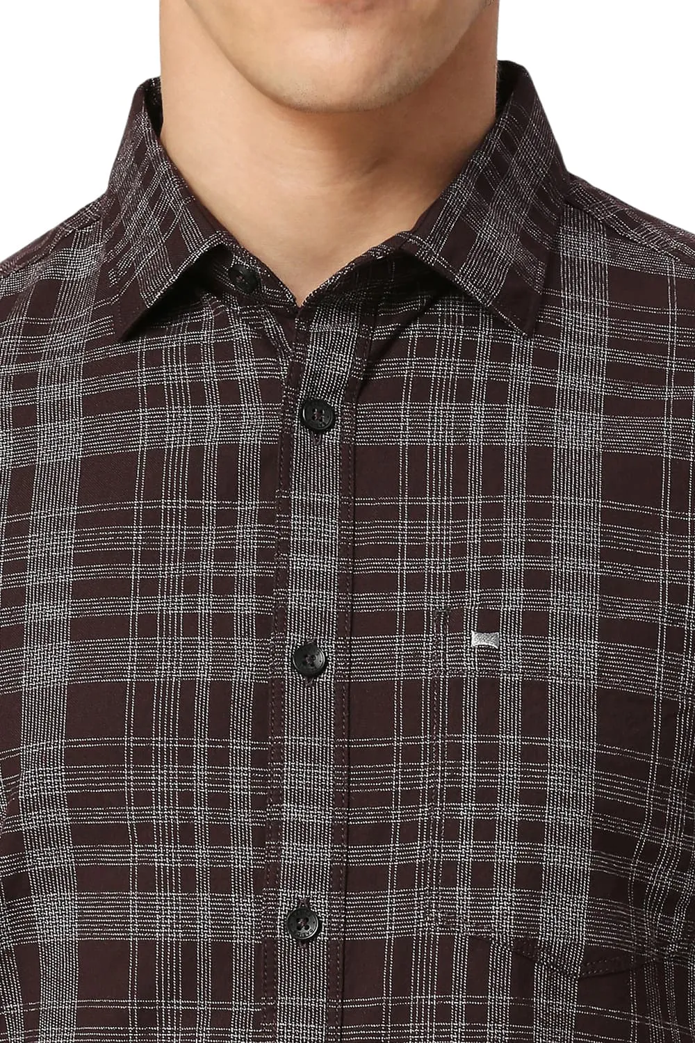 Slim Fit Cotton Twill Grindle Checks Halfsleeves Shirt