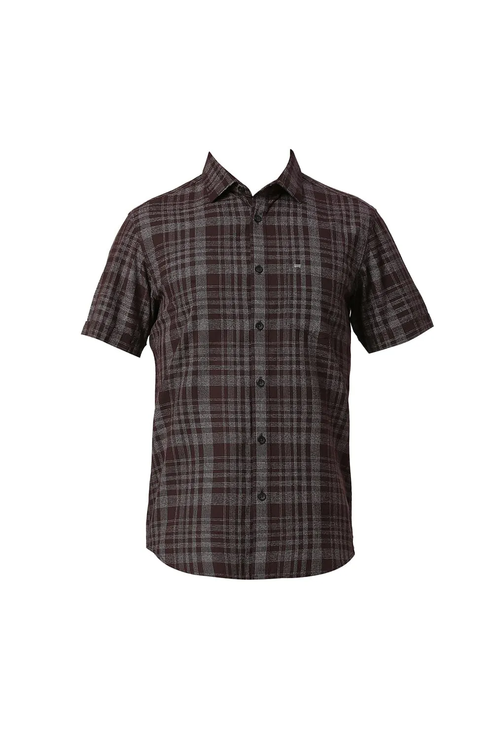 Slim Fit Cotton Twill Grindle Checks Halfsleeves Shirt