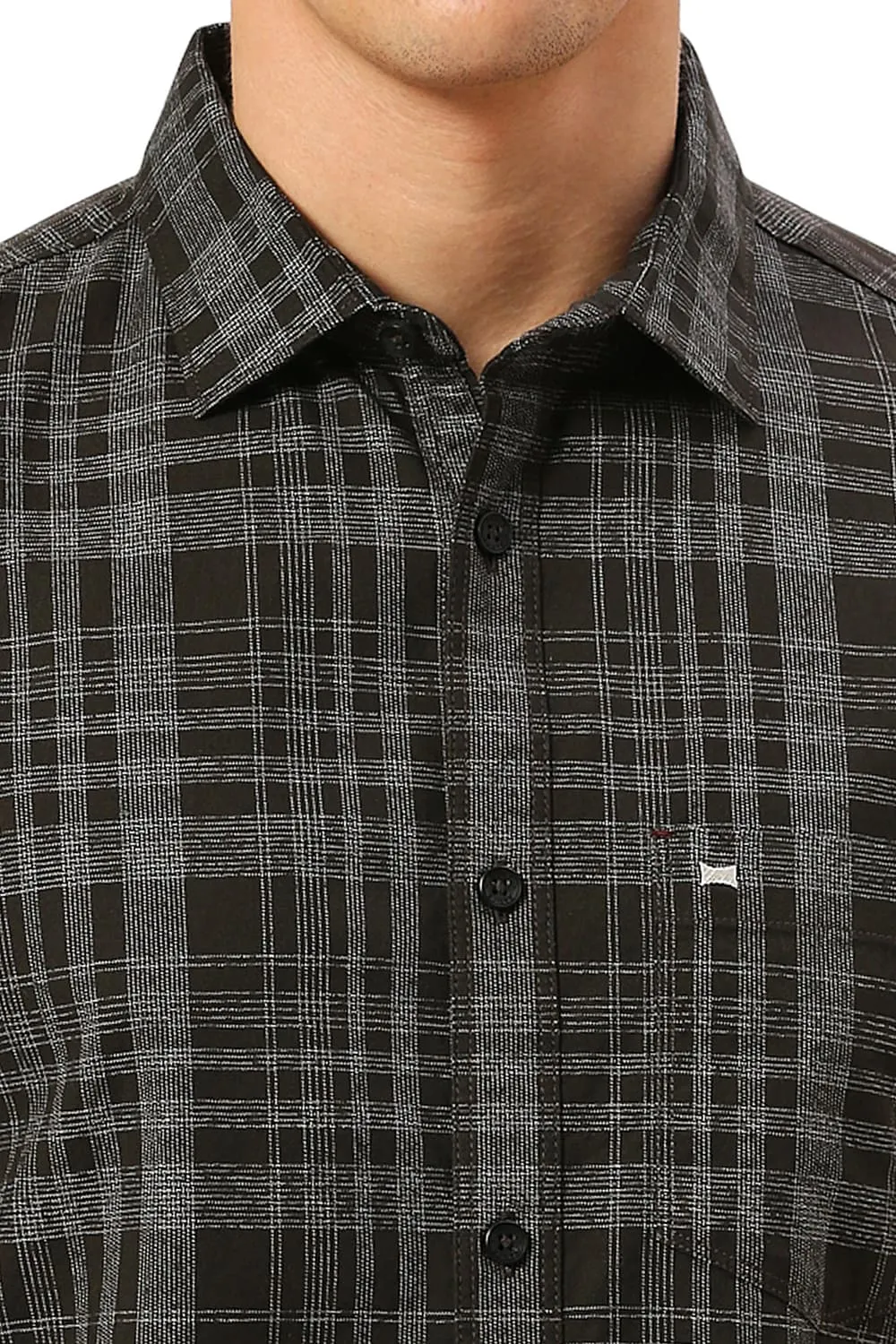 Slim Fit Cotton Twill Grindle Checks Halfsleeves Shirt