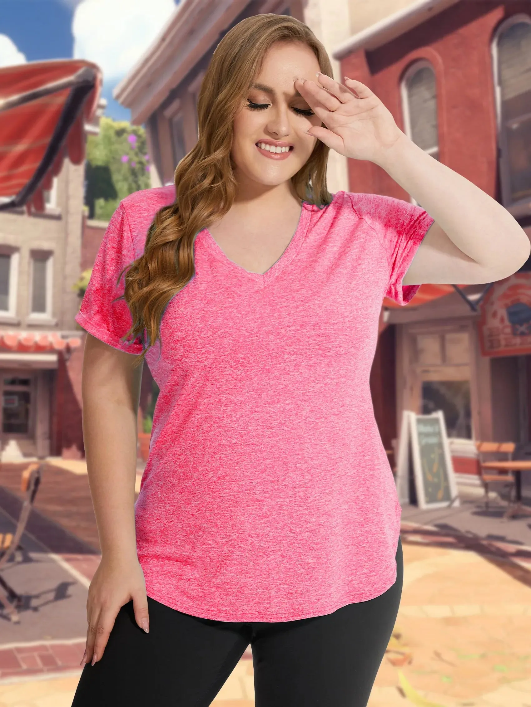 Solid V-neck Sporty T-Shirt