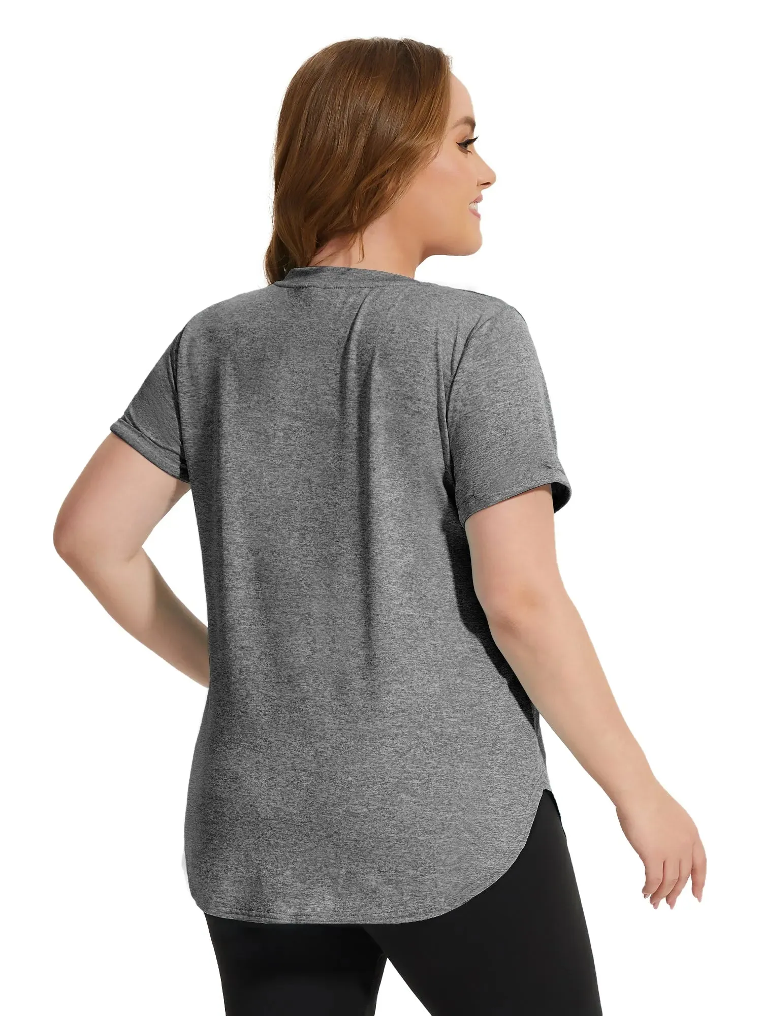 Solid V-neck Sporty T-Shirt