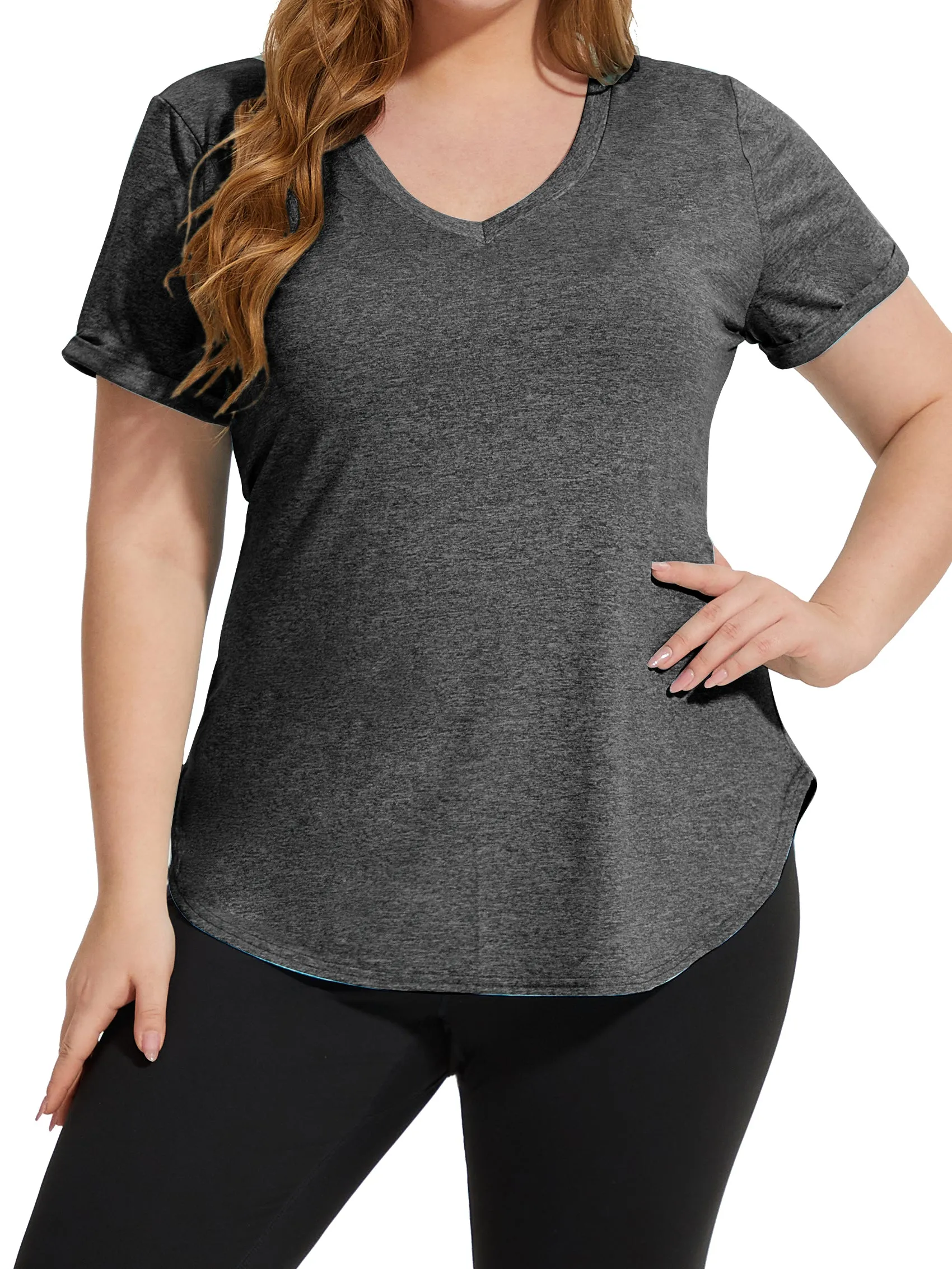 Solid V-neck Sporty T-Shirt