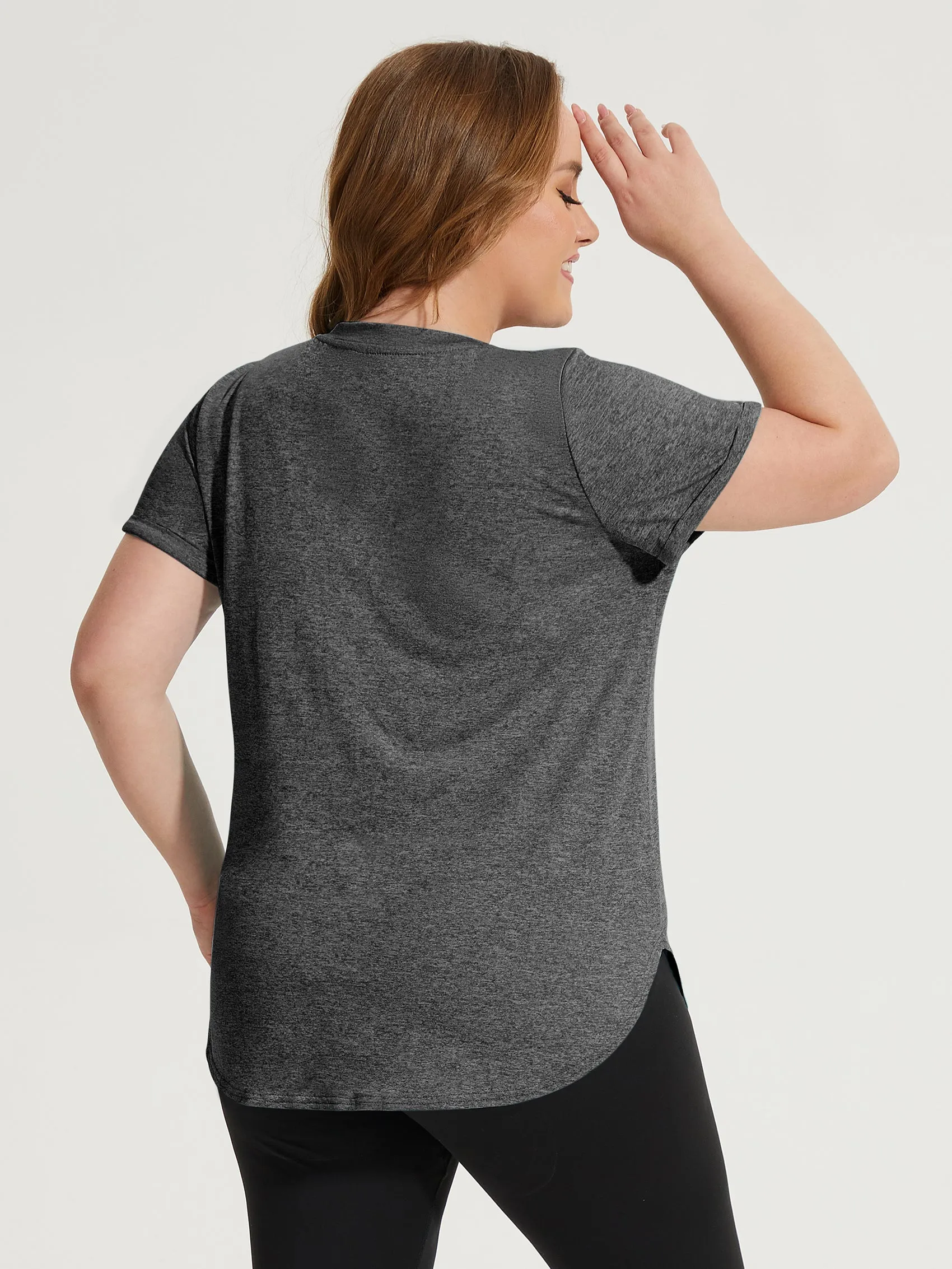 Solid V-neck Sporty T-Shirt