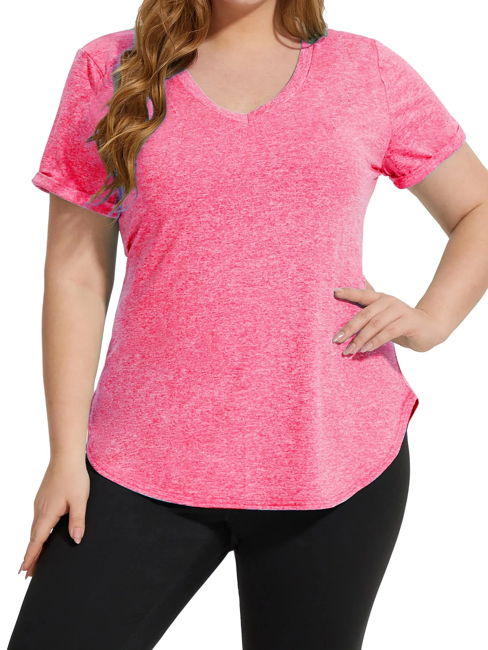 Solid V-neck Sporty T-Shirt