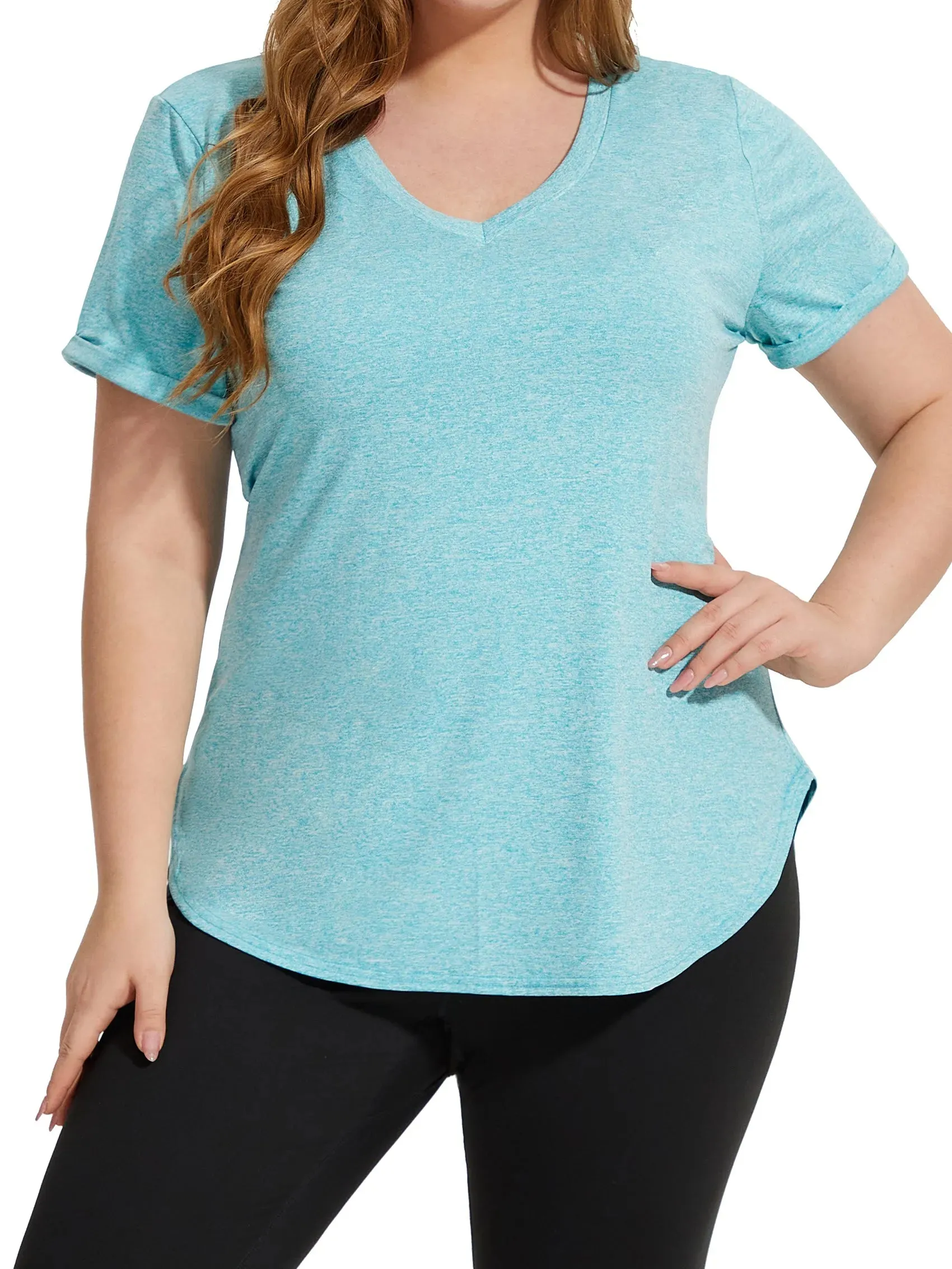 Solid V-neck Sporty T-Shirt