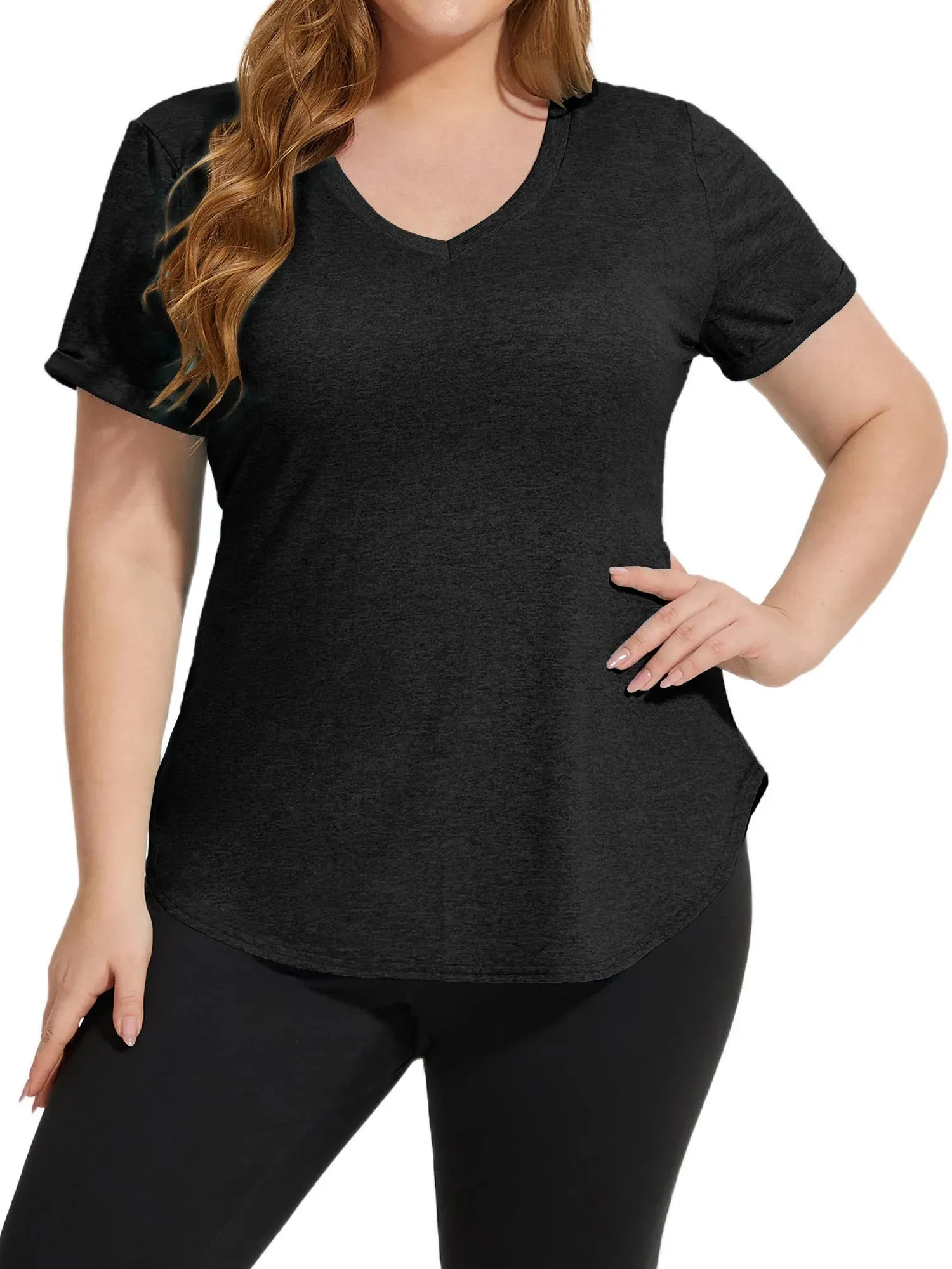 Solid V-neck Sporty T-Shirt