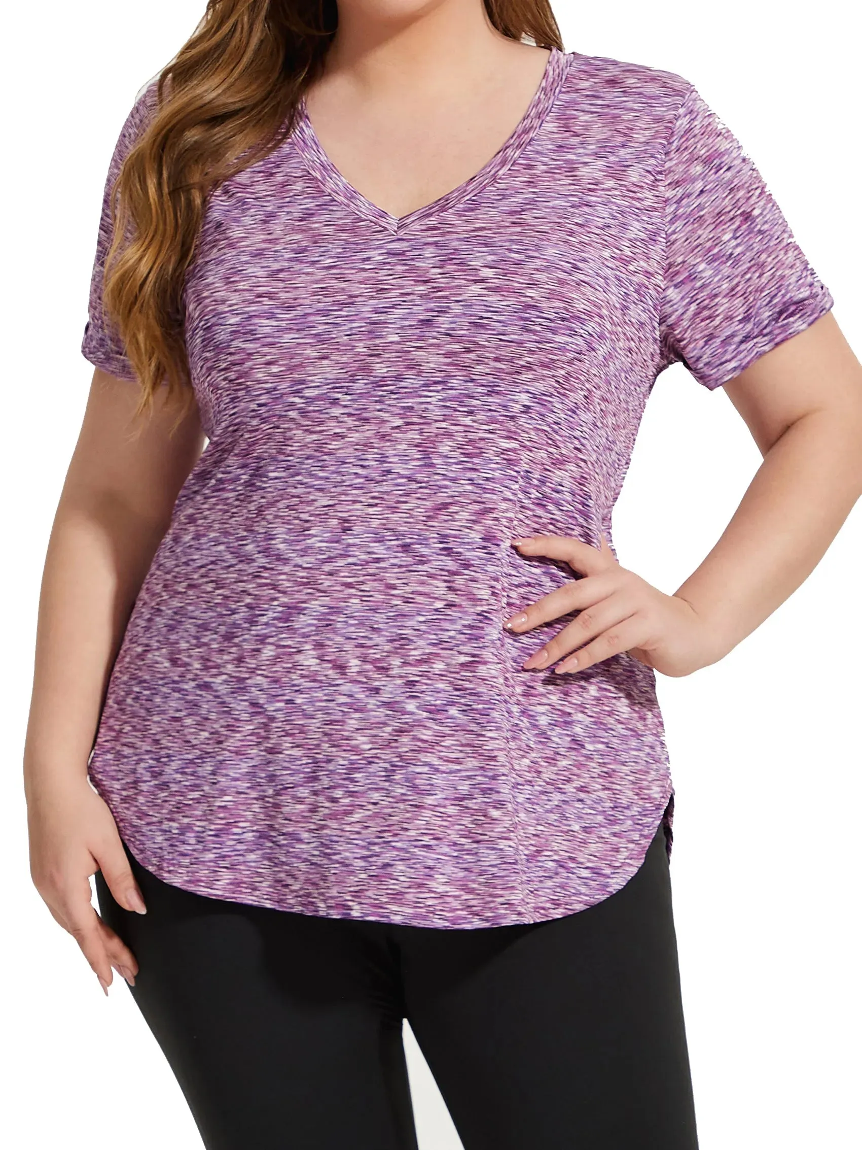 Solid V-neck Sporty T-Shirt