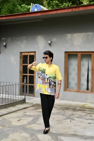 Sunshine Shades : Vibrant Yellow Hues Pure Linen Shirt