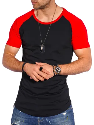T-Shirt Raglan Schwarz/Rot MT-7140
