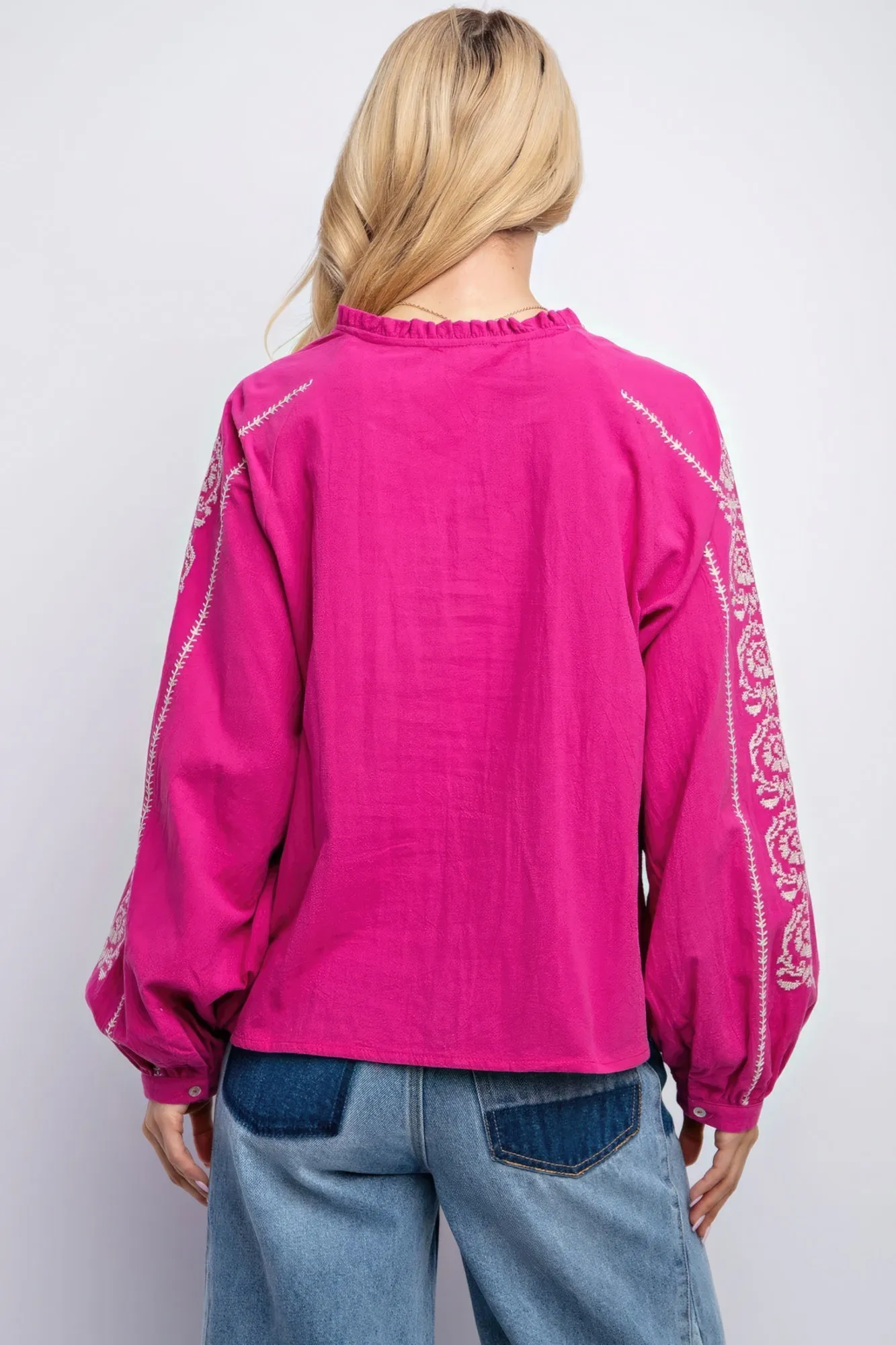 Women's Linen Gauze Embroidered Top